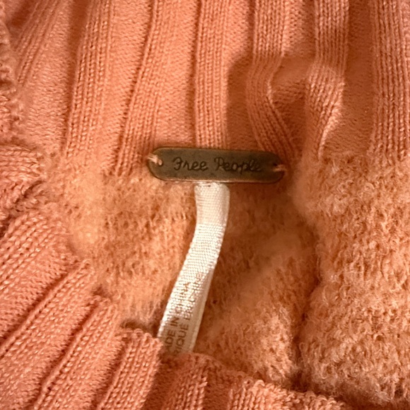 Free People Size XS Peach Elderflower Pullover Sweater Ribbed Balloon Sleeves - Picture 5 of 7